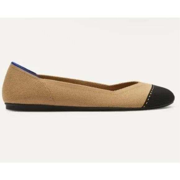 Rothy's Camel Captoe Ballet Flat US 6.5 Brown Black Knit Sustainable Preppy - Picture 4 of 13
